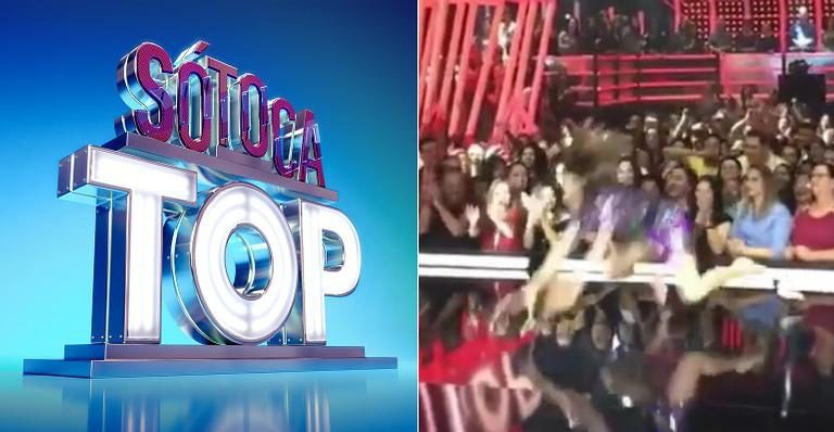 Apresentadora cai no palco do “Só Toca Top” durante gravação e preocupa público