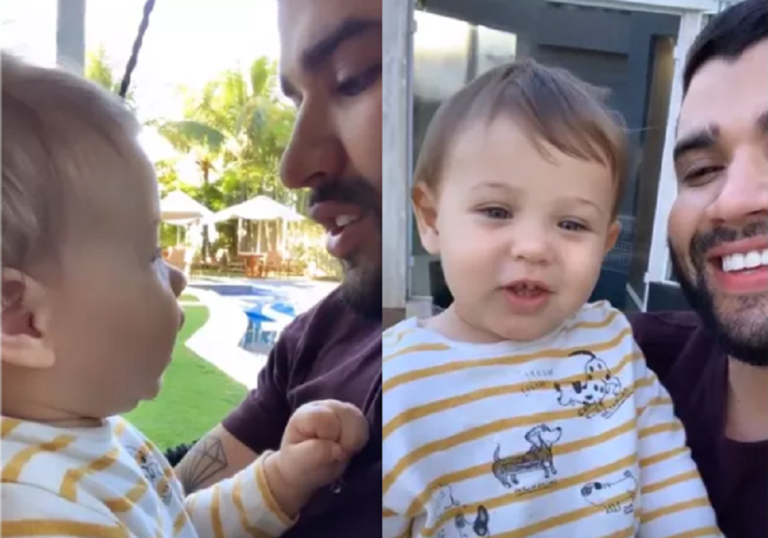Gusttavo Lima mostra caçula cantando e encanta web