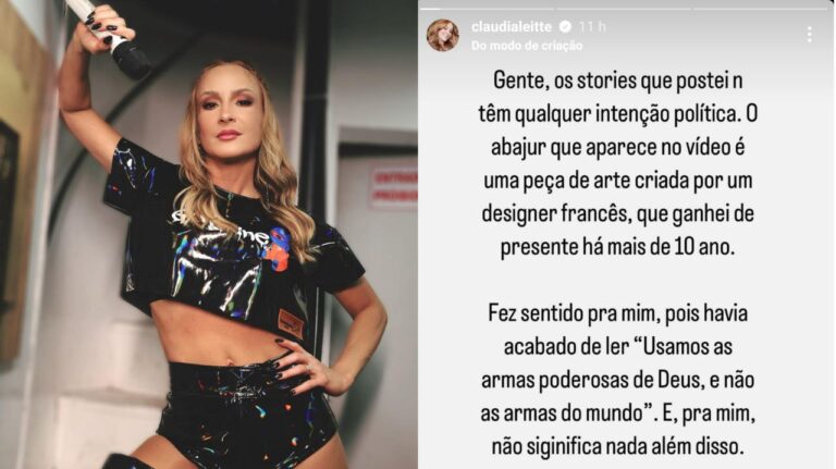 Claudia Leitte se explica após vídeo polêmico: “não tem qualquer intenção política”