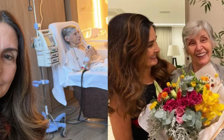Fátima Bernardes acompanha mãe de 82 anos internada em hospital