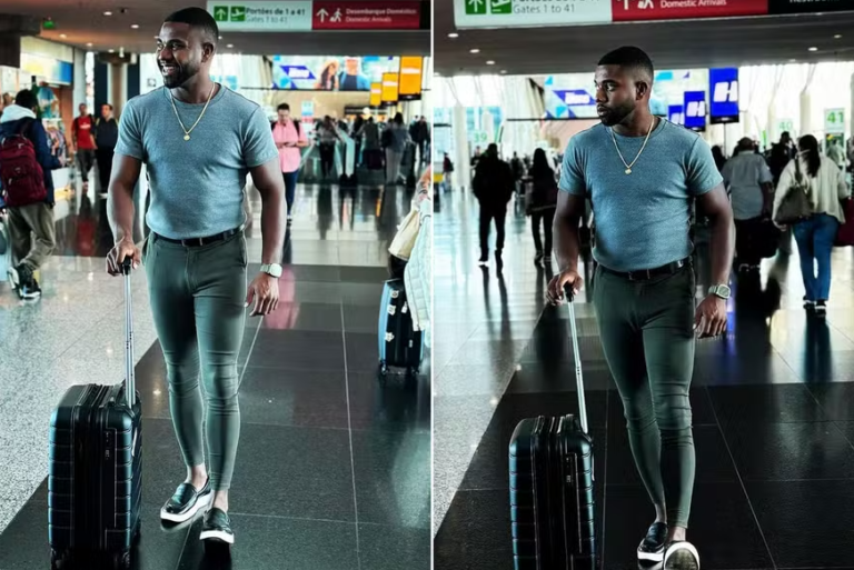Ex-BBB aparece com calça toda apertadinha no aeroporto
