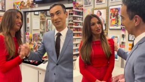 César Tralli mostra camarim de Patrícia Poeta decorado com presentes de fãs