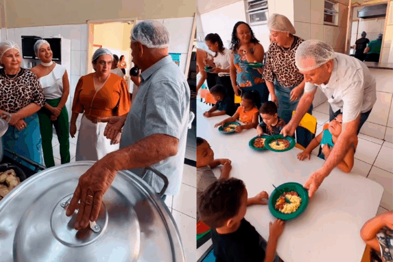 Prefeito de Acopiara almoça com crianças para provar merenda escolar