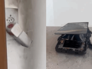 Celular explode durante carregamento e causa danos em residência